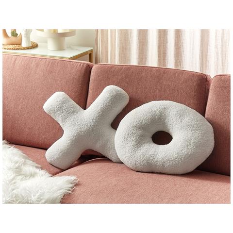 Set Di 2 Cuscini Hesperis Bouclé Bianco Sporco Tinta Unita - Foto 1