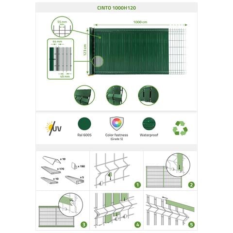 Kit Lamelle Oscuranti In Pvc 10m Cinto H. 120cm Verde - Foto 8