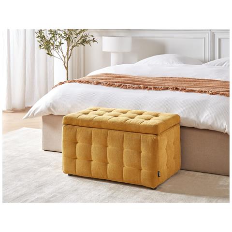 Pouf Tessuto Giallo Con Contenitore Michigan - Foto 1