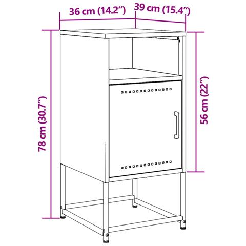 Comodino Verde Oliva 36x39x78 Cm In Acciaio - Foto 2