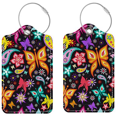 Etichetta Per Bagaglio In Pelle Pu E Porta Carta D'identità Farfalla - Foto 1