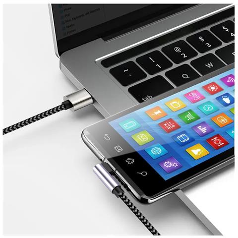 Cavo Usb-c Maschio 2.0 / Usb-c Maschio Angolato 3a 2 M Alluminio - Foto 3