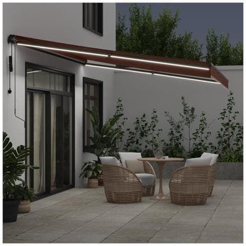Tenda Da Sole Retrattile Automatica Con Led Marrone 450x300 Cm - Foto 3