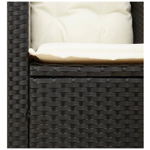 Set da Bistr? 3 pz con Cuscini Nero Polyrattan e Legno Acacia - Foto 2