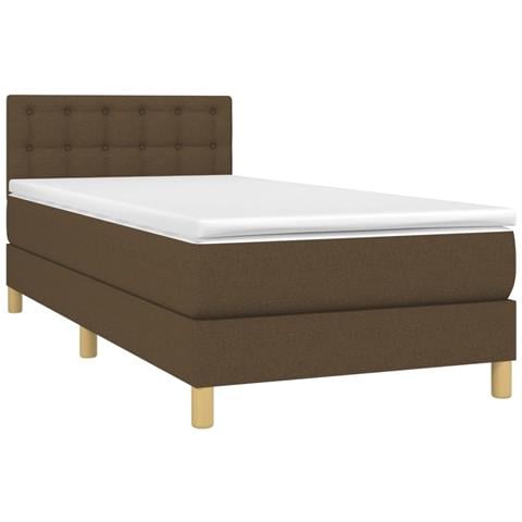 Letto a Molle Materasso e LED Marrone Scuro 80x200cm in Tessuto - Foto 2