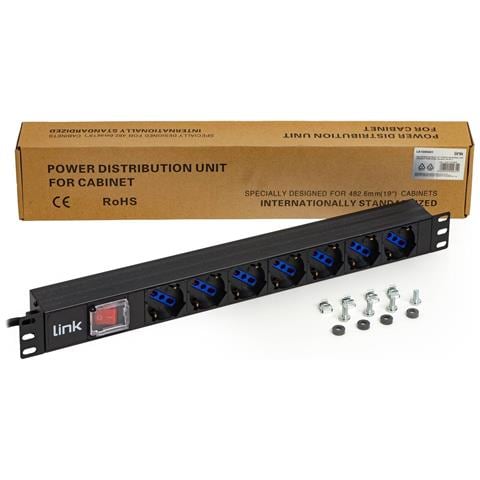 MULTIPRESA DA RACK 19" 7 PRESE UNIVERSALI CON INTERRUTTORE SPINA ITALIANA 16A CAVO MT 3 - Foto 1