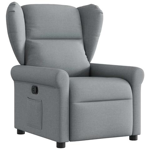 Poltrona Reclinabile In Tessuto Grigio Chiaro - Foto 2