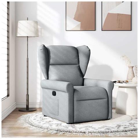 Poltrona Reclinabile In Tessuto Grigio Chiaro - Foto 1