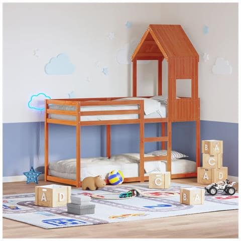 Tetto Letto Bambini Marrone Cera 55x99x139,5 Cm Massello Pino - Foto 1