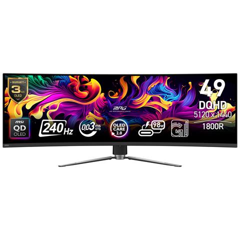 MPG 491CQPXDE QD-OLED Monitor PC 124,5 cm (49") 5120 x 1440 Pixel Dual QHD Nero - Foto 1