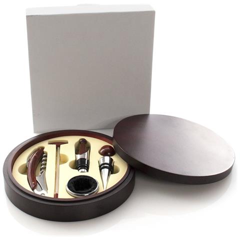 Baco, Set Di Vini In Legno Naturale. Accessori In Acciaio Inossidabile E Legno. - Foto 2