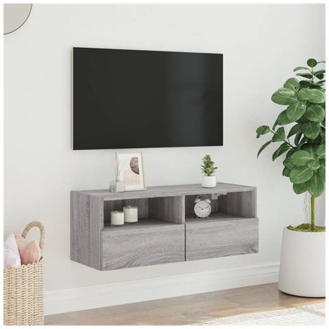 Mobile Tv A Parete Grigio Sonoma 80x30x30 Cm Legno Multistrato - Foto 3