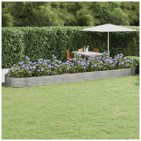 Letto Giardino Acciaio Verniciato Polvere 600x140x36 Cm Argento - Foto 6