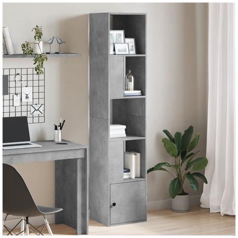 Lusso Casadino -  Libreria Grigio Cemento 40x36x189 Cm In Legno Multistrato - Foto 8