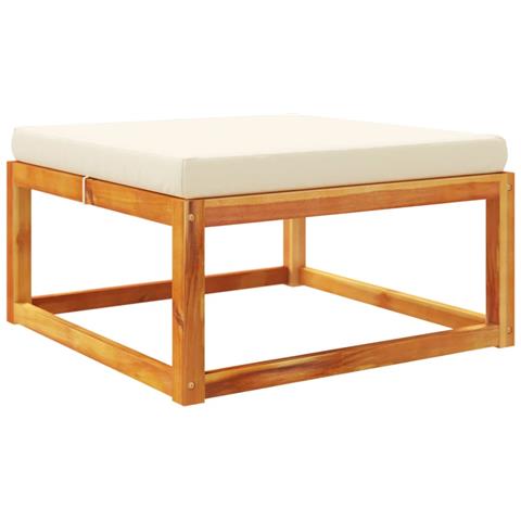 Poggiapiedi Giardino con Cuscino 65x65x29 Legno Massello Acacia - Foto 1