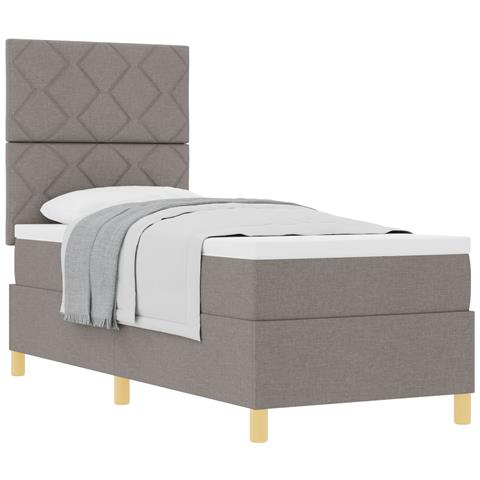Letto con Rete e Materasso Tortora 80x200 cm Tessuto - Foto 1