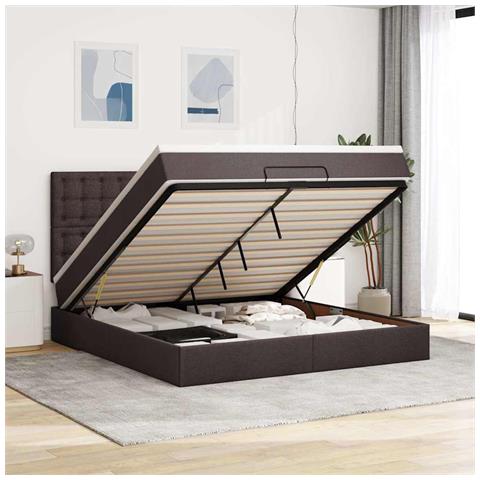 Struttura Letto Pouf con Materasso 160x200 cm in Tessuto - Foto 2