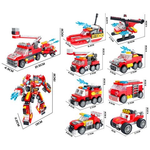 10 In 1 Set Di Costruzione Del Robot Dei Pompieri 731 Mattoncini Assemblabili - Foto 2