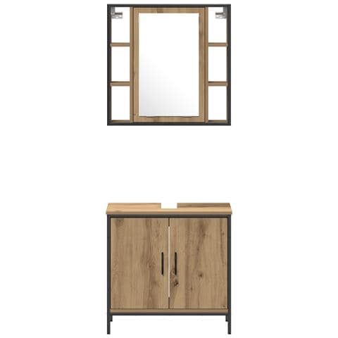Set di Mobili da Bagno in 4 Pezzi in Quercia Artigianale - Foto 9
