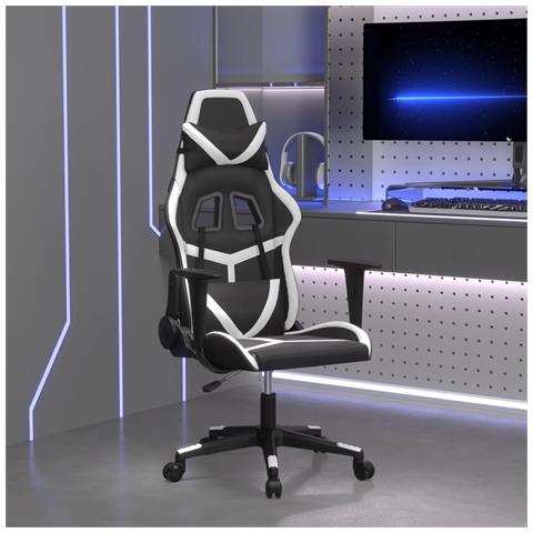 Lusso Casadino -  Sedia Da Gaming Massaggiante Nera E Bianca In Similpelle - Foto 8