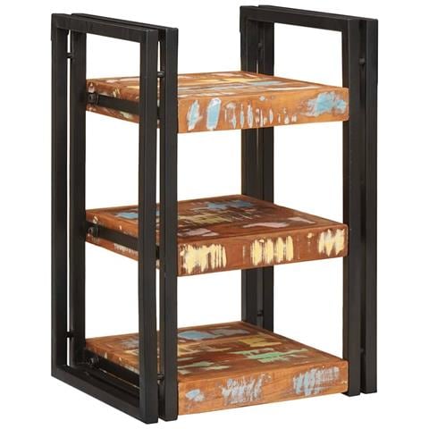 Comodino Marrone e nero 38 x 33 x 58 cm Legno Solido Recuperato - Foto 1