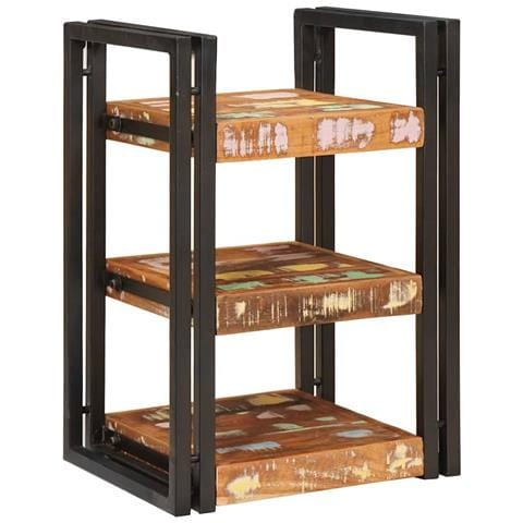 Comodino Marrone e nero 38 x 33 x 58 cm Legno Solido Recuperato - Foto 2