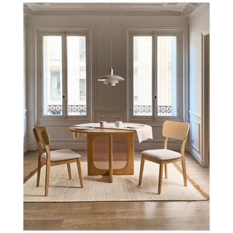 Set Di 2 Sedie Da Pranzo Minier Legno Marrone Chiaro /beige - Foto 1