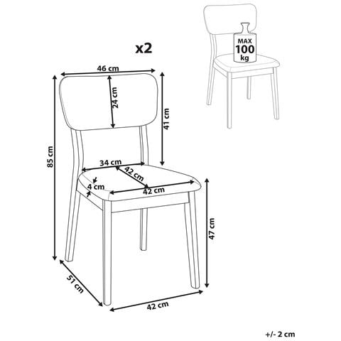 Set Di 2 Sedie Da Pranzo Minier Legno Marrone Chiaro /beige - Foto 8