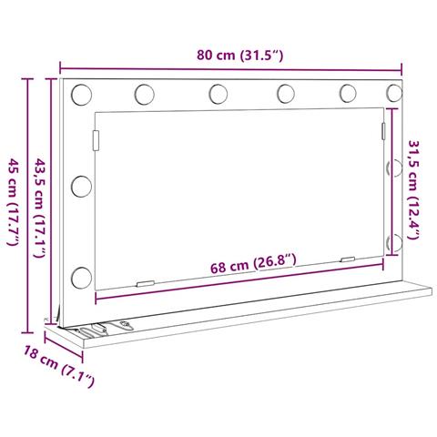 Specchio da Vanità con specchio Rovere fumé 80 x 45 x 18 cm - Foto 9