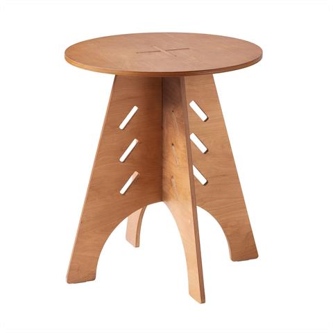 Tavolino Rotondo Con Altoparlante Integrato, Comodino Marrone - Foto 1