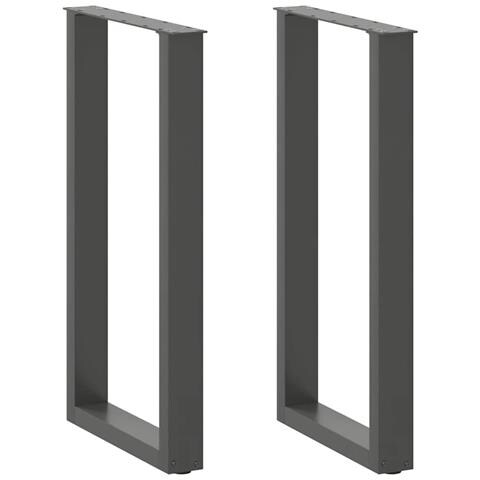 Gambe per tavolo da bar a forma di U 2 pz Antracite 40x(90-91) cm Acciaio - Foto 1