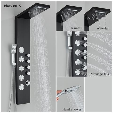 Pannello doccia Blackswan, modello M8015 nero con funzioni SPA, misura 114 cm - Foto 2