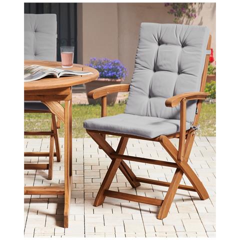 Set Di 2 Sedie Da Giardino Con Cuscini Maui Premium Legno D \'acacia Grigio Chiaro - Foto 1