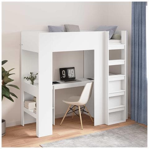 Struttura letto a castello con scrivania Bianco 75 x 190 cm - Foto 2