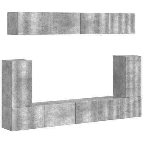 Set mobile TV 5 pcs Grigio cemento Legno multistrato - Foto 1