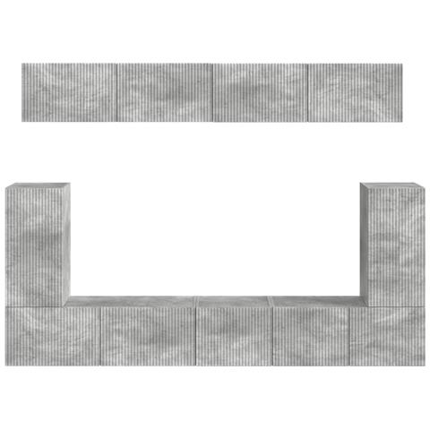 Set mobile TV 5 pcs Grigio cemento Legno multistrato - Foto 9