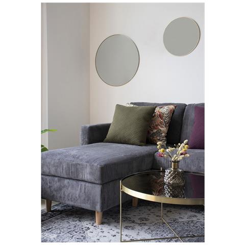 Specchio Tondo Da Parete Jersey In Acciaio Color Ottone Ø40 Cm - Foto 4