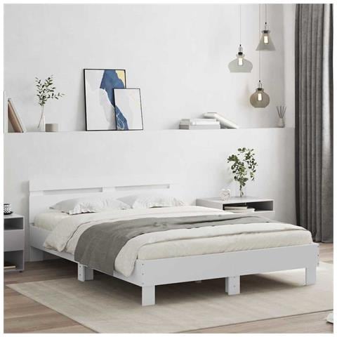 Struttura del letto Bianco 152 x 203 cm Legno multistrato - Foto 2