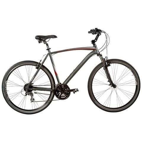 Bici Da Uomo Ibrido Misura 28 Linea Zefiro Bicicletta Con Cambio Acera 24v Telaio In Alluminio Forcella Ammortizzata - 52 Titanio Rosso Opaco - Foto 1