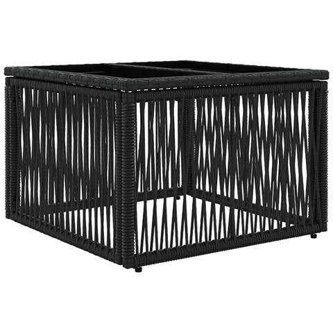 Tavolo da Giardino Nero 55 x 55 x 37 cm Rattan PE e Vetro - Foto 1