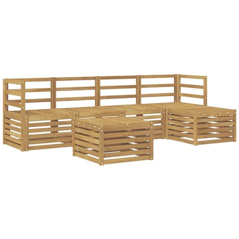 Set di divani da esterno 6 pcs Bianco Legno di Acacia Massello - Foto 1
