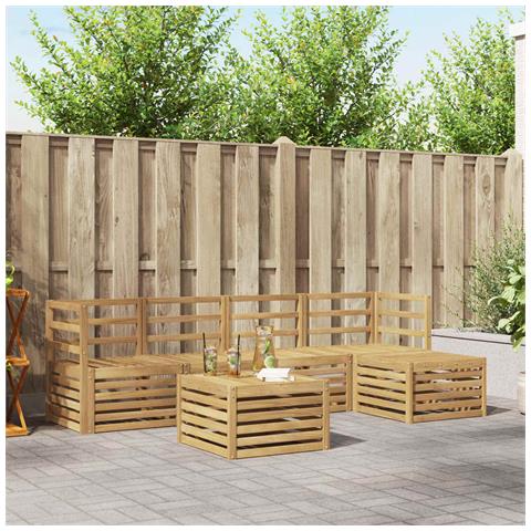 Set di divani da esterno 6 pcs Bianco Legno di Acacia Massello - Foto 2