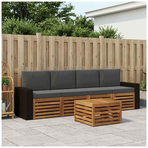 Set di divani da esterno con cuscino 5 pcs Naturale e Antracite - Foto 2