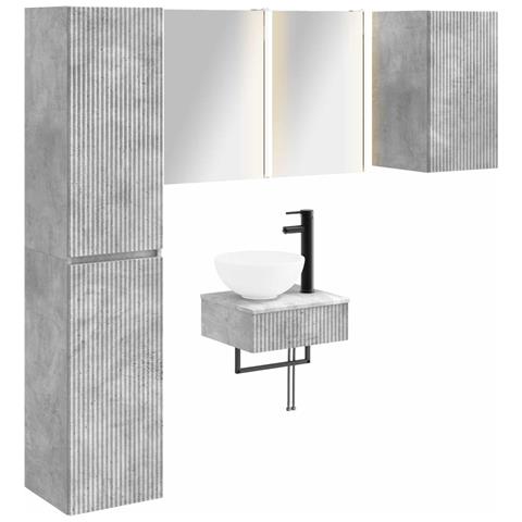 Set di mobili per il bagno 5 pcs Grigio Cemento - Foto 1