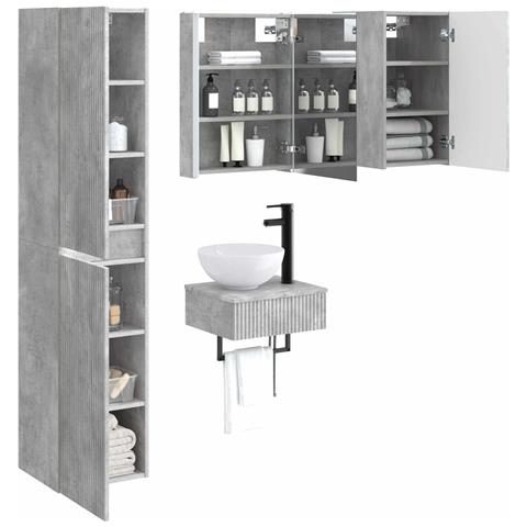 Set di mobili per il bagno 5 pcs Grigio Cemento - Foto 2