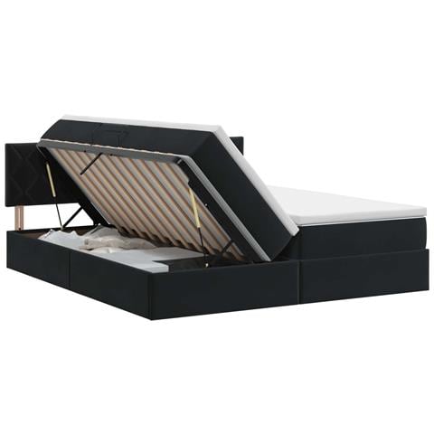 Letto con Contenitore con testiera 2 pz Nero - Foto 1