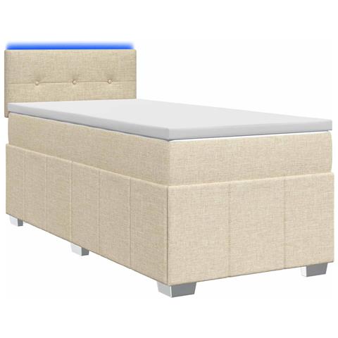 Letto box spring con materasso Crema 90 x 200 cm Tessuto - Foto 1