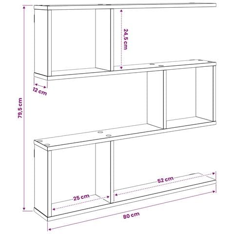 Scaffale da parete Legno antico 80 x 12 x 79,5 cm - Foto 9