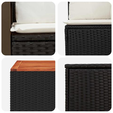 Set di divani 6 pz Nero e Bianco Crema - Foto 2