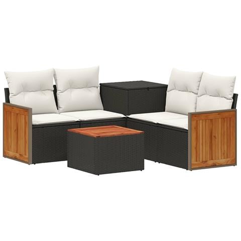 Set di divani 6 pz Nero e Bianco Crema - Foto 1